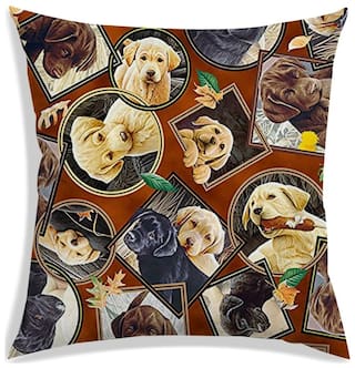 RADANYA Printed Polyester Brown Cushion Cover ( Small , Pack of 1 )