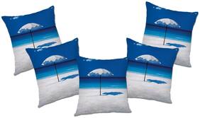 RADANYA Printed Polyester Blue Cushion Cover ( Large , Pack of 5 )