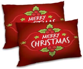 RADANYA Polyester Printed Pillow Covers ( Pack of 2 , Red )