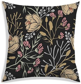 RADANYA Printed Polyester Black Cushion Cover ( Large , Pack of 1 )