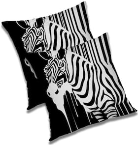 RADANYA Printed Polyester Black Cushion Cover ( Small , Pack of 2 )