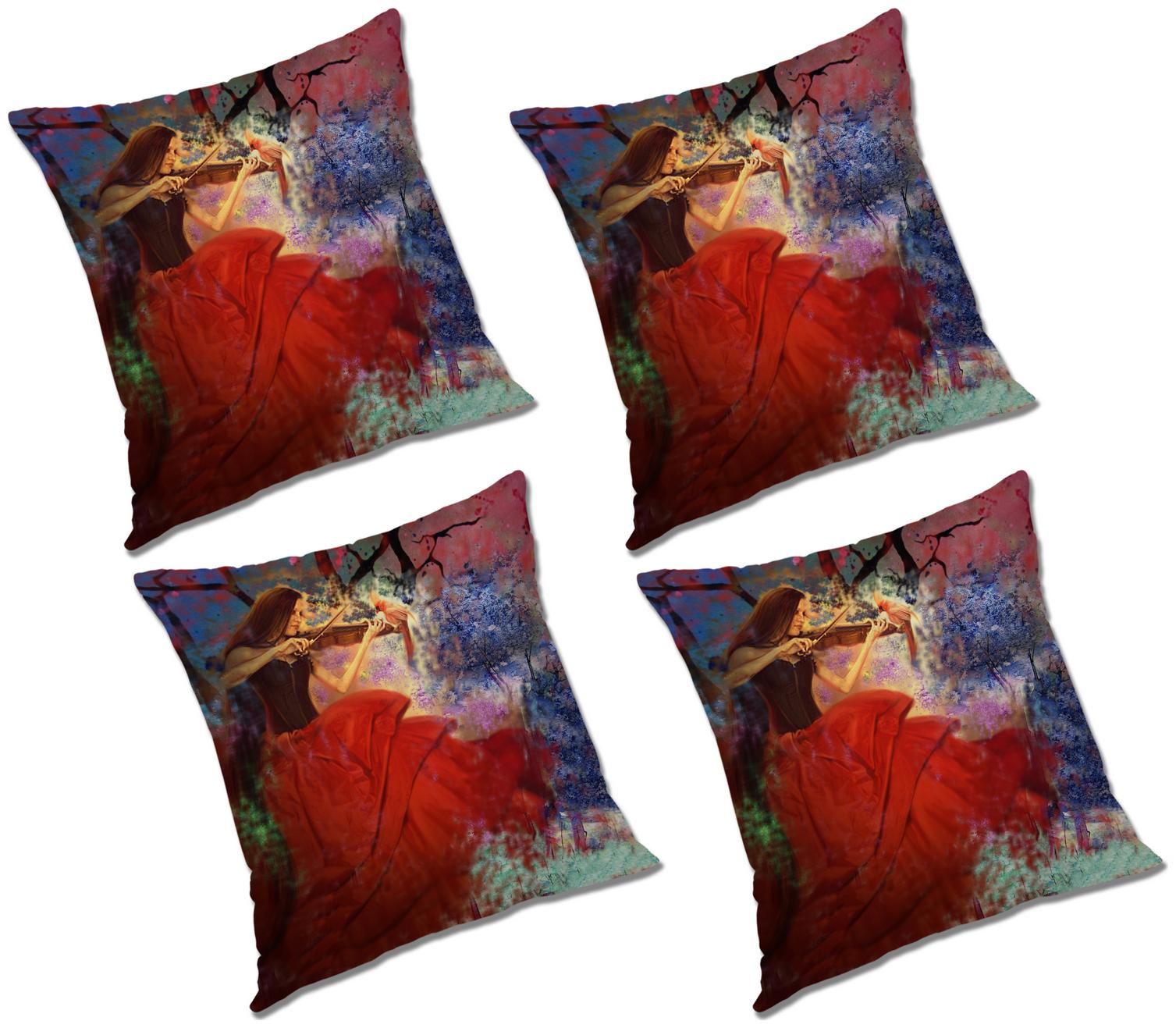 

RADANYA Printed Cushion Cover With FIller (Set of 4) 16x16 inch