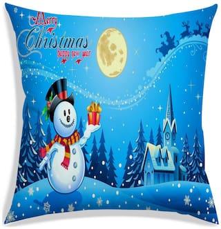 RADANYA Printed Polyester Blue Cushion Cover ( Large , Pack of 1 )