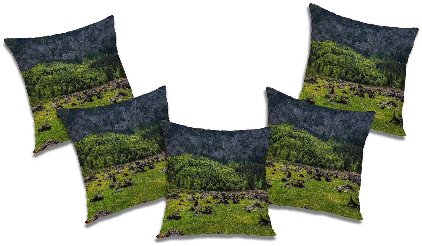 

RADANYA Printed Cushion Cover with Filler (Set of 5) 18x18 inch