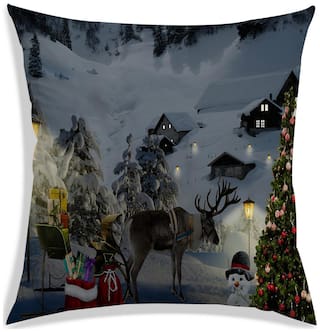 RADANYA Printed Polyester Grey Cushion Cover ( Small , Pack of 1 )