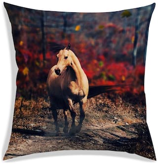 RADANYA Printed Polyester Brown Cushion Cover ( Large , Pack of 1 )