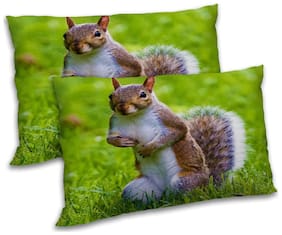 RADANYA Polyester Printed Pillow Covers ( Pack of 2 , Green )