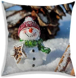 RADANYA Printed Polyester White Cushion Cover ( Extra large , Pack of 1 )