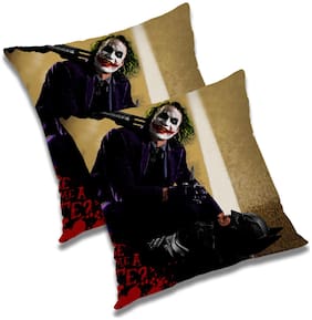 RADANYA Printed Polyester Black Cushion Cover ( Large , Pack of 2 )