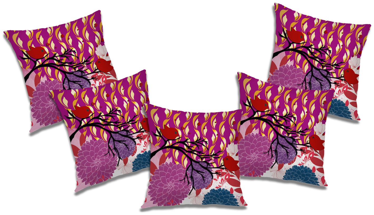 

RADANYA Printed Cushion Cover with Filler (Set of 5) 18x18 inch