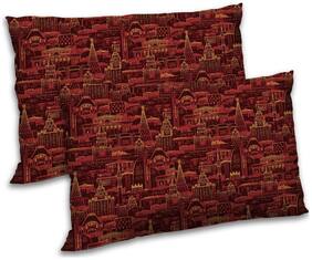 RADANYA Polyester Printed Pillow Covers ( Pack of 2 , Pink )