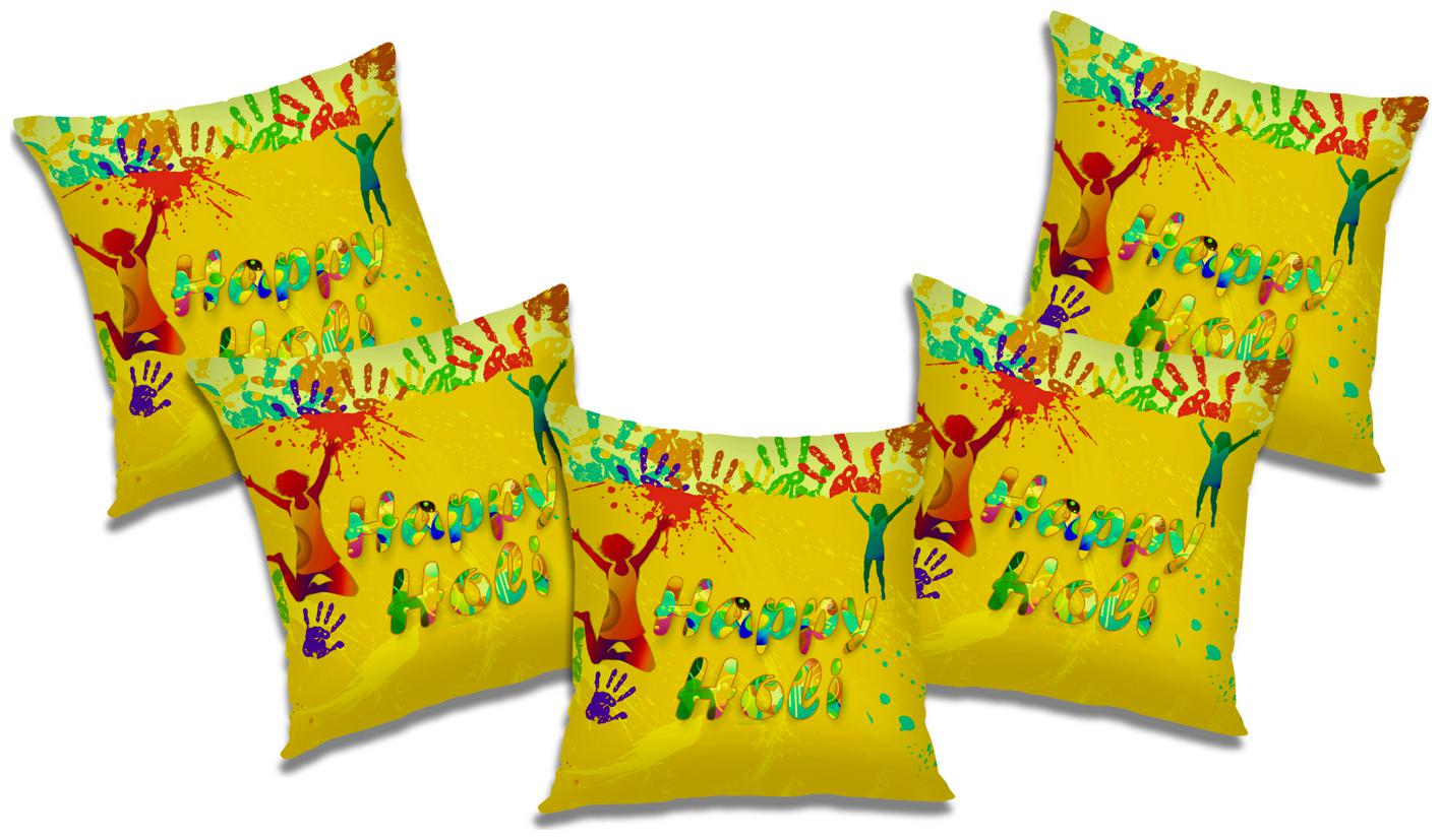 

RADANYA Printed Cushion Cover with Filler (Set of 5) 12X12 inch