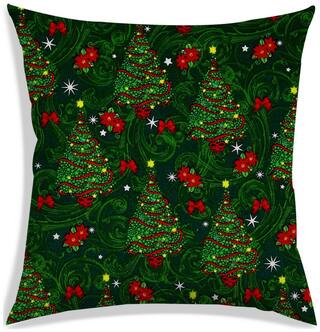 RADANYA Printed Polyester Green Cushion Cover ( Regular , Pack of 1 )