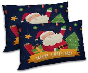 RADANYA Polyester Printed Pillow Covers ( Pack of 2 , Blue )