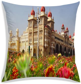 RADANYA Printed Polyester Brown Cushion Cover ( Large , Pack of 1 )