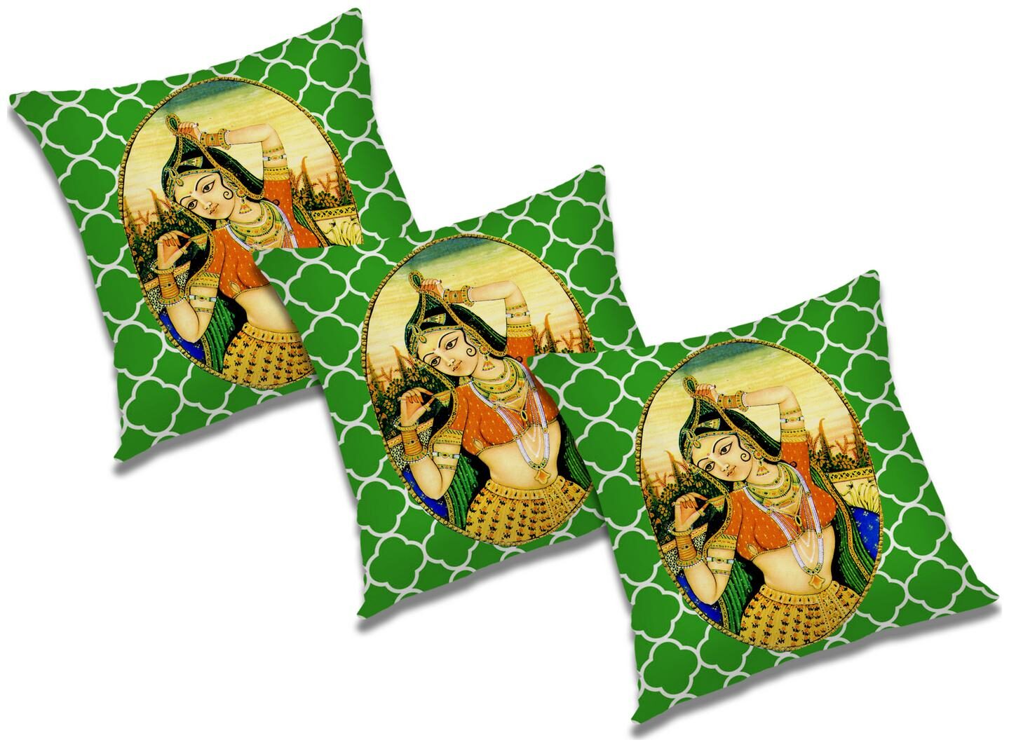 

RADANYA Printed Polyester Green Cushion Cover ( Extra large Pack of 3 )