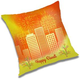 RADANYA Printed Polyester Orange Cushion Cover ( Small , Pack of 1 )