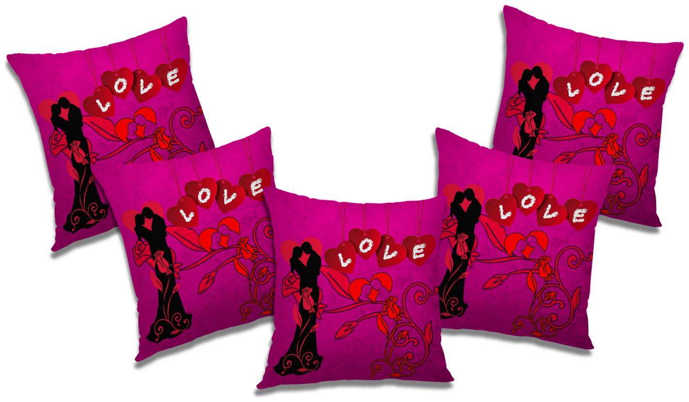 

RADANYA Printed Cushion Cover with Filler (Se t of 5) 12X12 inch