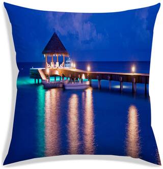 RADANYA Printed Polyester Blue Cushion Cover ( Regular , Pack of 1 )