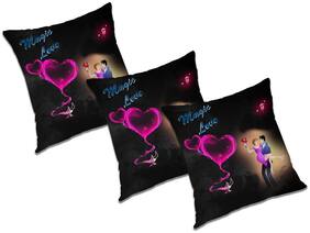 RADANYA Printed Polyester Black Cushion Cover ( Large , Pack of 3 )