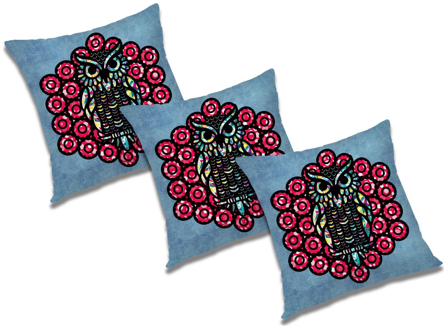 

RADANYA Printed Polyester Blue Cushion Cover ( Large Pack of 3 )