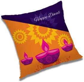 RADANYA Printed Polyester Orange Cushion Cover ( Regular , Pack of 1 )
