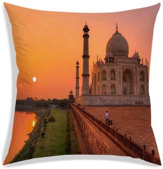 RADANYA Printed Polyester Brown Cushion Cover ( Large , Pack of 1 )
