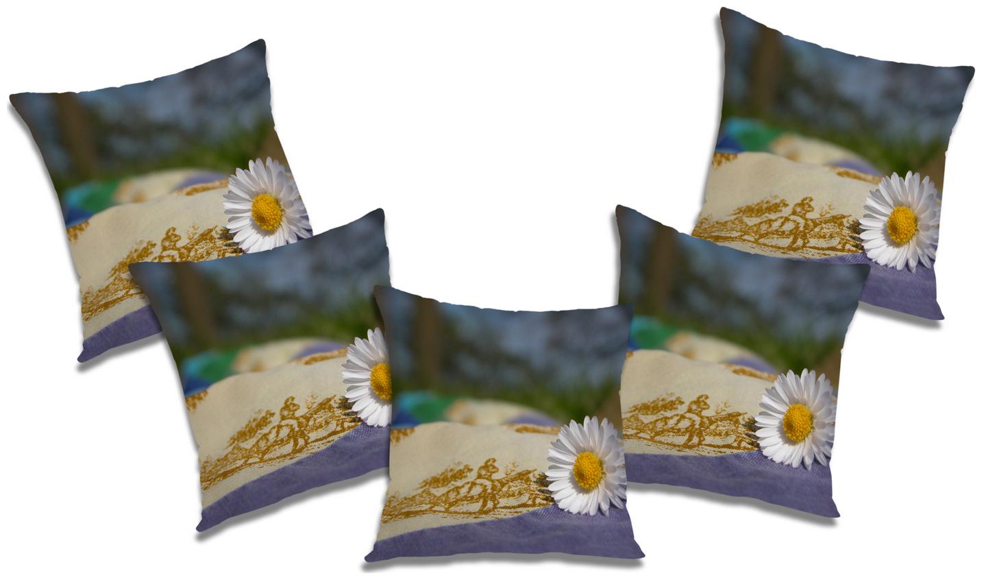 

RADANYA Printed Cushion Cover with Filler (Se t of 5) 12X12 inch