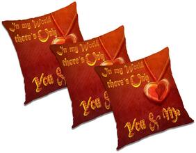 RADANYA Printed Polyester Orange Cushion Cover ( Extra large , Pack of 3 )