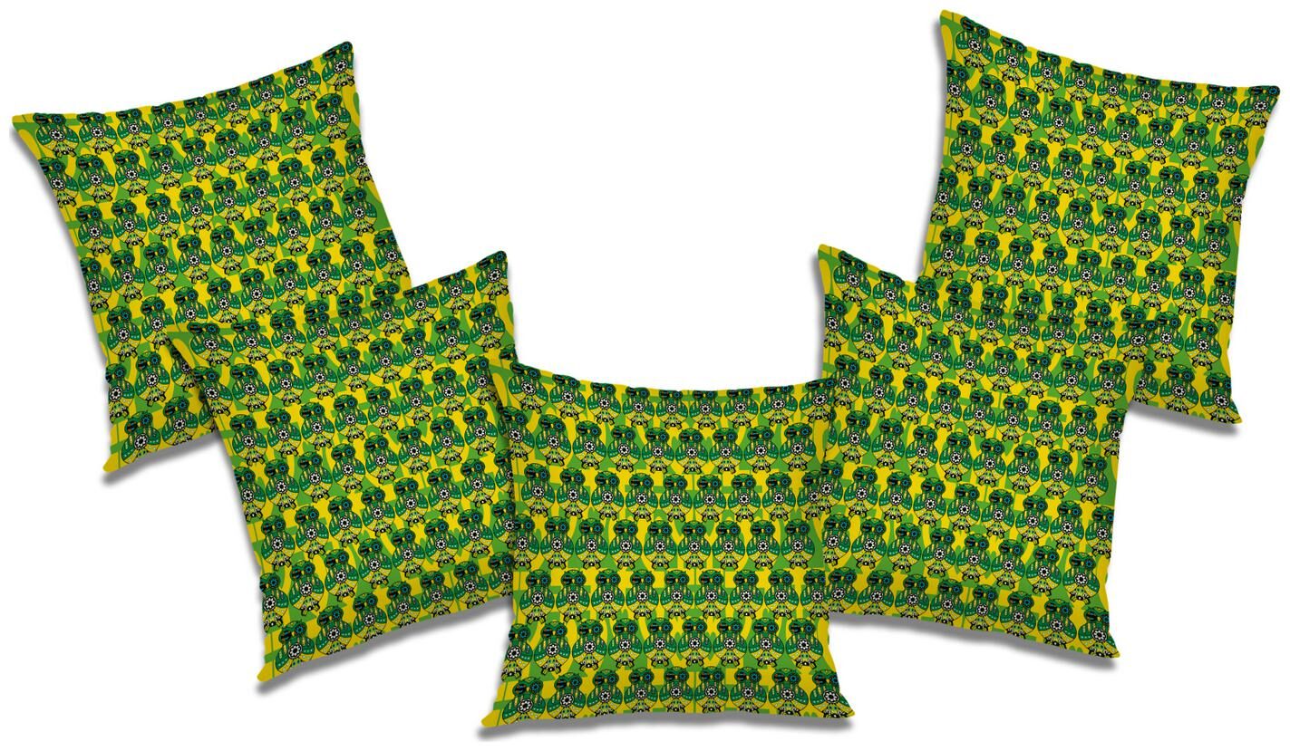 

RADANYA Printed Polyester Green Cushion Cover ( Large Pack of 5 )