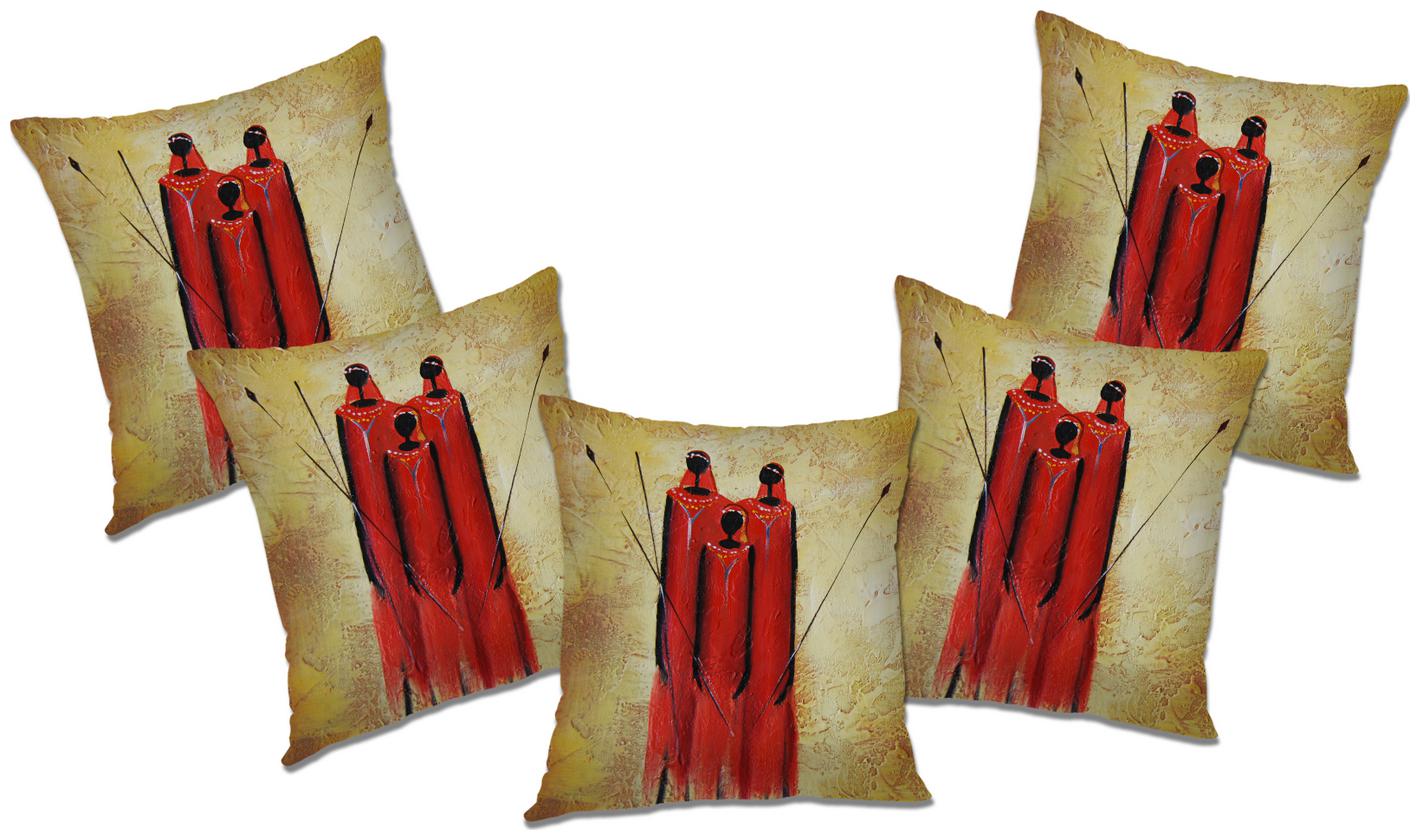 

RADANYA Printed Polyester Beige Cushion Cover ( Small Pack of 5 )