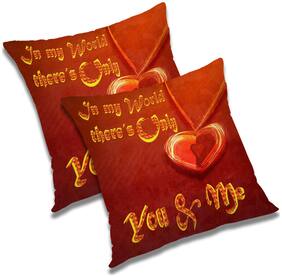 RADANYA Printed Polyester Orange Cushion Cover ( Large , Pack of 2 )