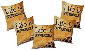 RADANYA Printed Polyester Orange Cushion Cover ( Large , Pack of 5 )