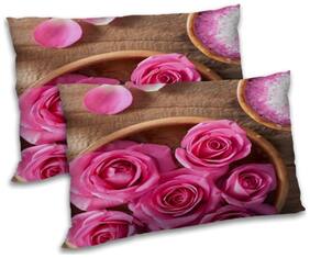 RADANYA Polyester Abstract Pillow Covers ( Pack of 2 , Pink )