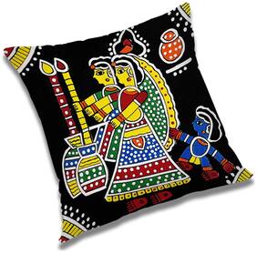 RADANYA Printed Polyester Black Cushion Cover ( Large , Pack of 1 )