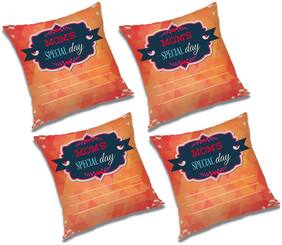 RADANYA Printed Polyester Orange Cushion Cover ( Regular , Pack of 4 )