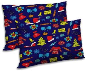RADANYA Polyester Abstract Pillow Covers ( Pack of 2 , Blue )