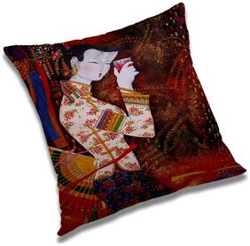RADANYA Printed Polyester Orange Cushion Cover ( Extra large , Pack of 1 )