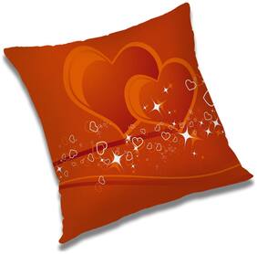 RADANYA Printed Polyester Orange Cushion Cover ( Regular , Pack of 1 )