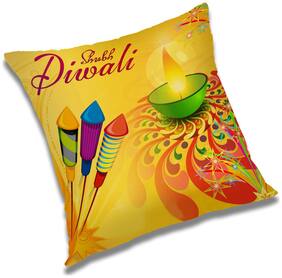 RADANYA Printed Polyester Orange Cushion Cover ( Small , Pack of 1 )