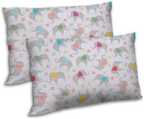 RADANYA Polyester Printed Pillow Covers ( Pack of 2 , Beige )