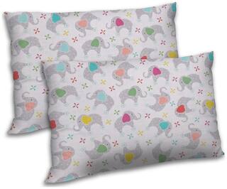 RADANYA Polyester Printed Pillow Covers ( Pack of 2 , Beige )