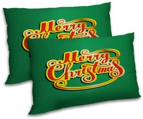 RADANYA Polyester Printed Pillow Covers ( Pack of 2 , Green )