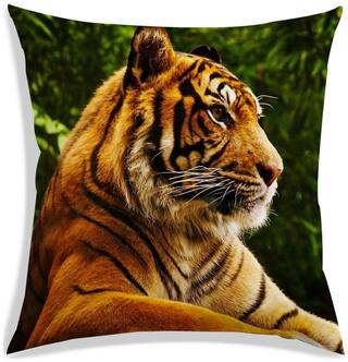 RADANYA Printed Polyester Yellow Cushion Cover ( Large , Pack of 1 )