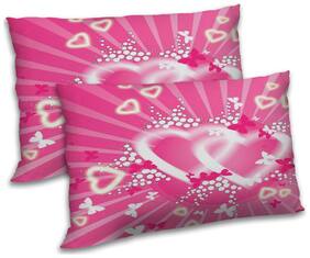 RADANYA Polyester Printed Pillow Covers ( Pack of 2 , Pink )
