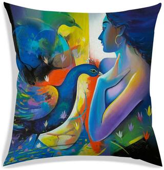 RADANYA Printed Cushion Cover 18x18 inch