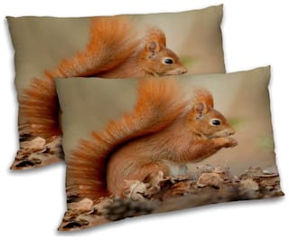 RADANYA Polyester Printed Pillow Covers ( Pack of 2 , Brown )