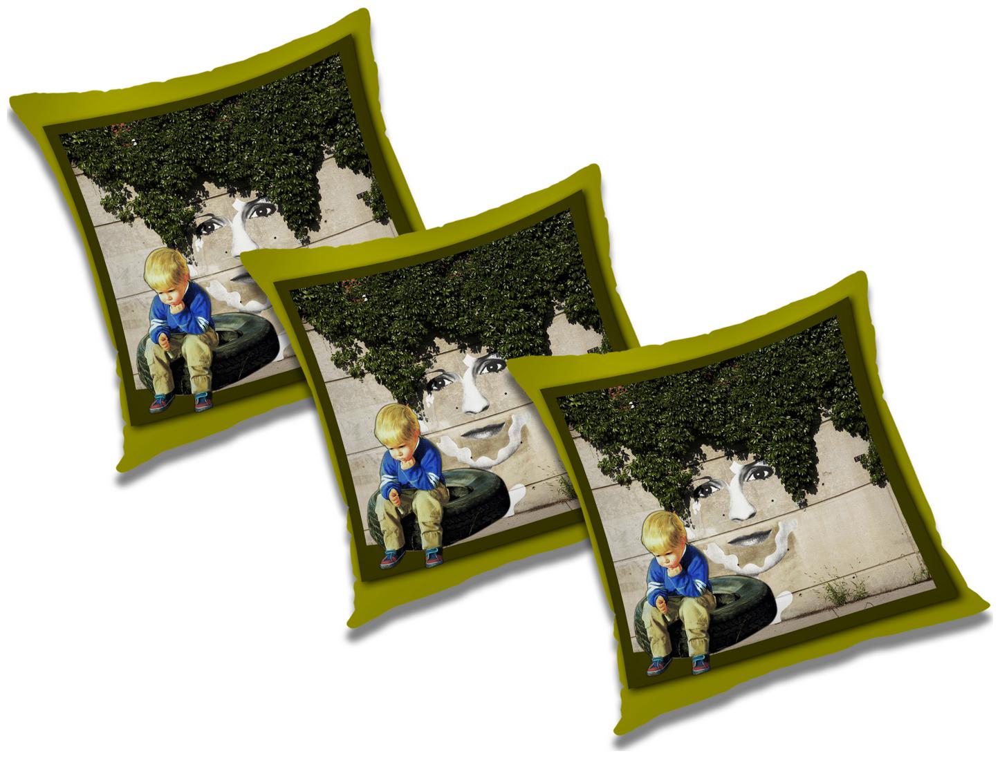

RADANYA Printed Polyester Green Cushion Cover ( Small Pack of 3 )