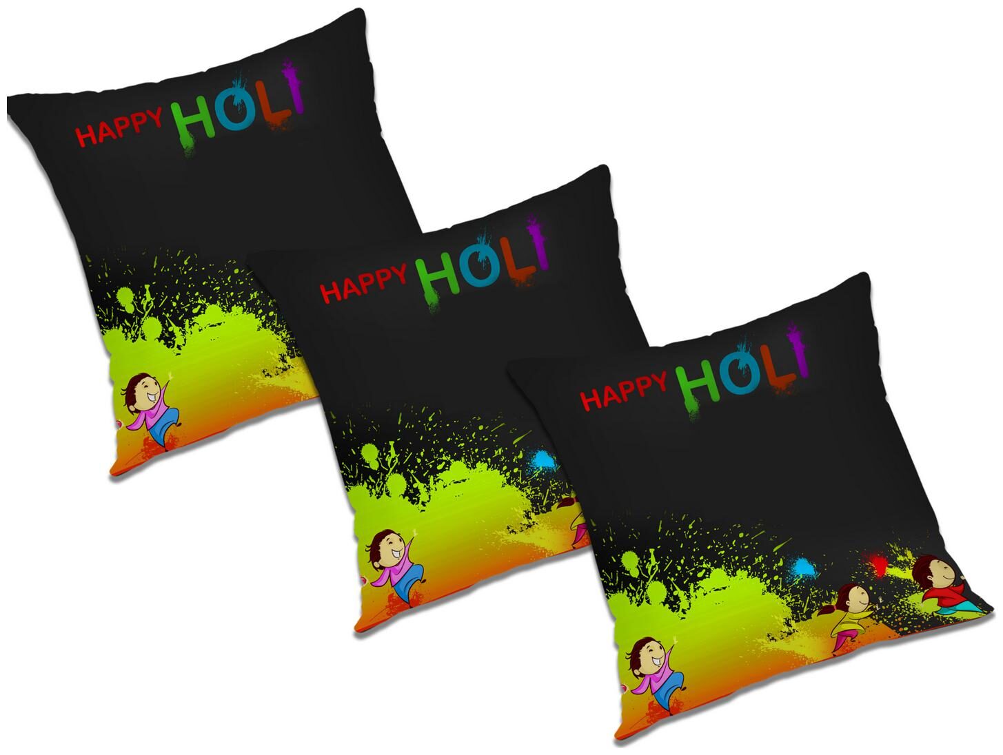 

RADANYA Printed Cushion Cover with Filler (Set of 3) 12X12 inch