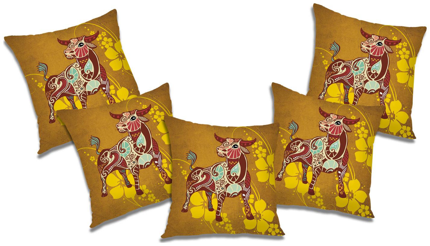 

RADANYA Printed Cushion Cover with Filler (Se t of 5) 18x18 inch